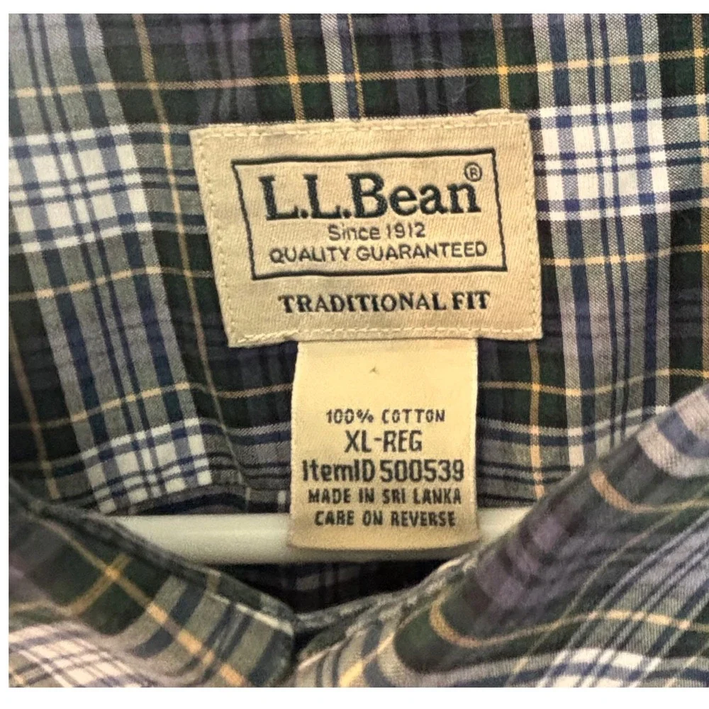 L.L.Bean Mens XL Traditional Fit Plaid Button‎ Down Long Sleeve Shirt